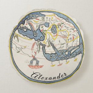 Personalised Rustic Nautical Vintage Map  Round Cushion