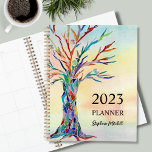 Personalised Rustic Planner<br><div class="desc">This unique Planner features a colourful mosaic tree on a watercolor background.
Easily customisable with your name and year.
Use the Design Tool to change the text size,  style,  or colour.
Because we create our artwork you won't find this exact image from other designers.
Original Mosaic © Michele Davies.</div>