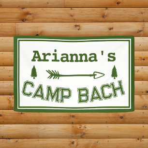 Personalised Rustic Retro Camp Bach Arrow Green  Banner