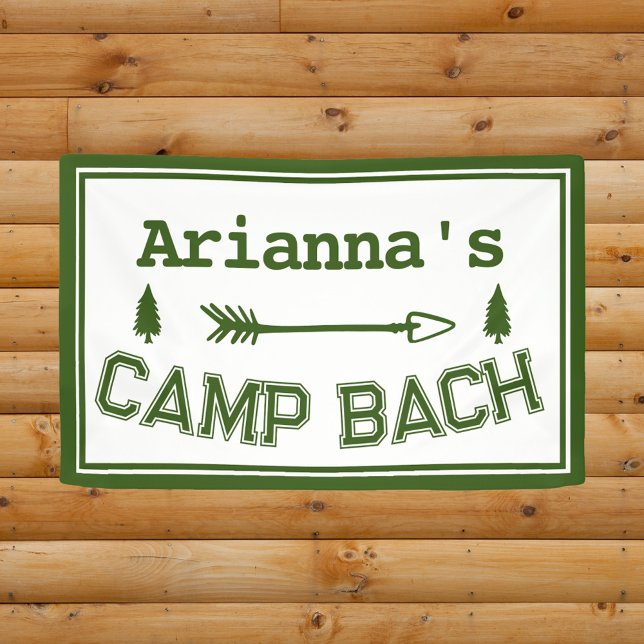 Personalised Rustic Retro Camp Bach Arrow Green  Banner (Personalizes Rustic Retro Camp Bach Banner)