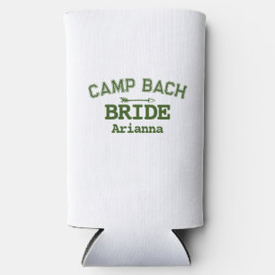 Personalised Rustic Retro Camp Bach White Green Seltzer Can Cooler