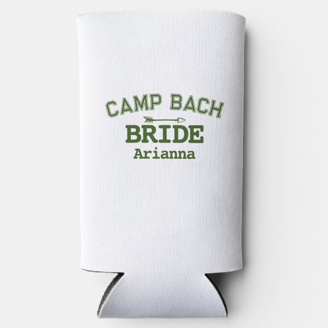 Personalised Rustic Retro Camp Bach White Green  Seltzer Can Cooler (Front)