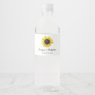 Personalised Rustic Sunflower Wedding Water Bottle Label
