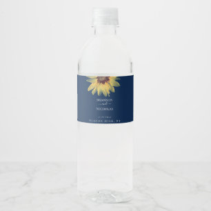 Personalised Rustic Sunflower Wedding Water Bottle Label