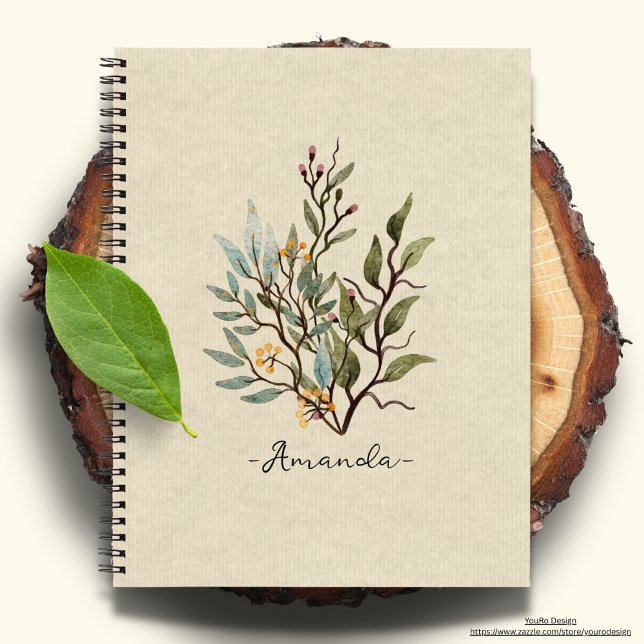 Personalised Rustic texture background wildflowers Notebook (Creator Uploaded)