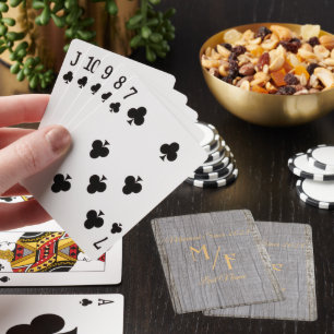 Personalised Rustic tree bark with initials Playing Cards