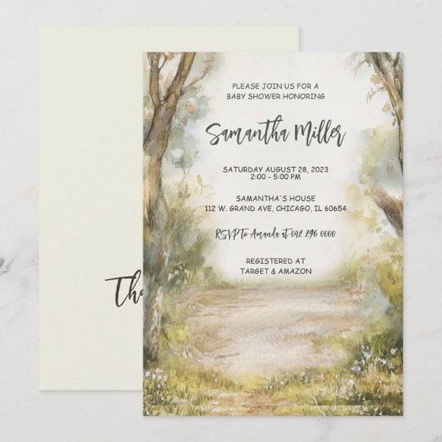 Personalised Rustic Vintage Baby Shower Invitation (Front/Back)