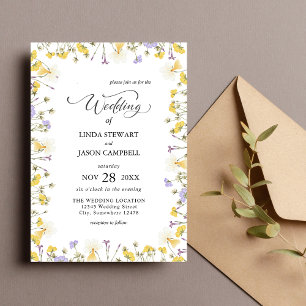 Personalised Rustic Watercolor Floral Wedding Invitation