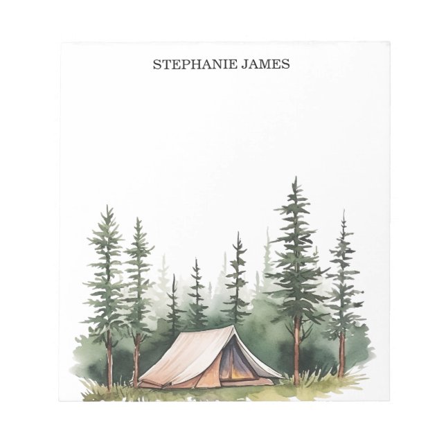 Personalised Rustic Watercolor Forest Green  Notepad (Front)