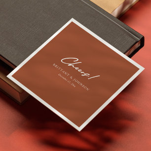 Personalised Rustic Wedding Napkins - Cheers!