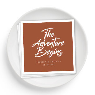 Personalised Rustic Wedding Napkins in Terracotta