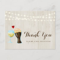 Personalised Rustic Wine & Beer Wedding Thank You