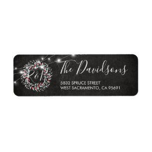 Personalised Rustic Winter Christmas Wreath Lights