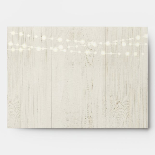 Personalised Rustic Wood and String Fairy Lights Envelope (Front)