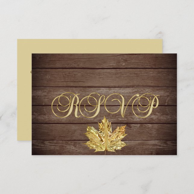 Personalised Rustic Wood Country Fall RSVP Wedding Invitation (Front/Back)