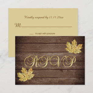 Personalised Rustic Wood Country Fall RSVP Wedding Invitation