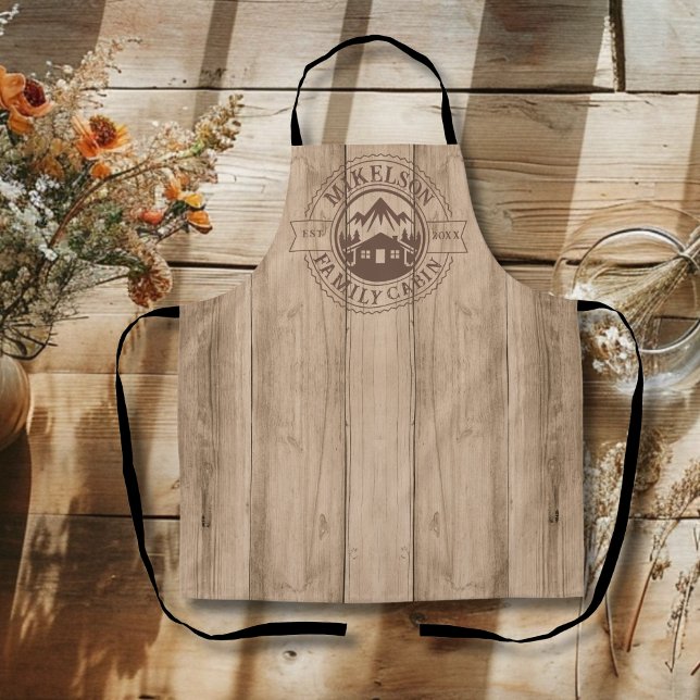 Personalised Rustic Wood Family Cabin Apron (Creator Uploaded)