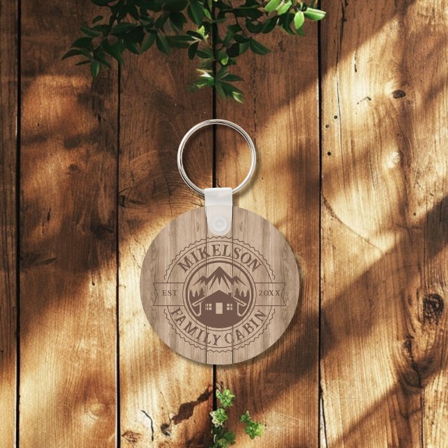 Personalised Rustic Wood Family Cabin Key Ring (Creator Uploaded)