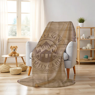 Personalised Rustic Wood Family Cabin Throw Blanket
