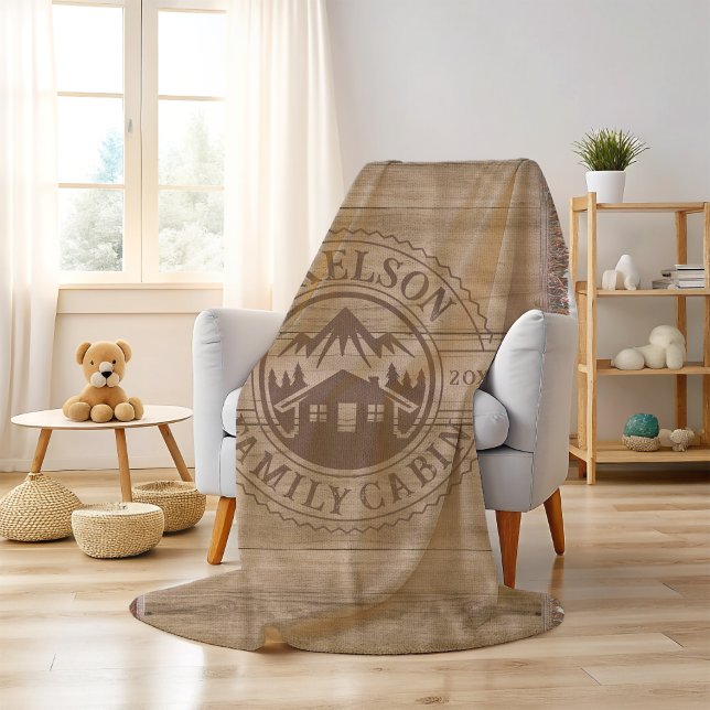 Personalised Rustic Wood Family Cabin Throw Blanket (Creator Uploaded)