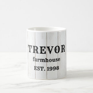 Personalised rustic wood farmhouse tea coffee mug