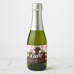 Personalised Rustic Wood Floral Wedding Sparkling Wine Label