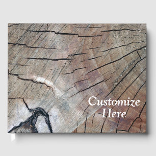 Personalised Rustic Wood Grain Design Guestbook