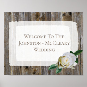 Personalised Rustic Wood Roses Wedding Poster