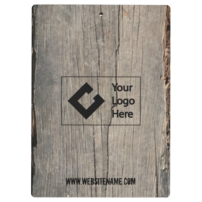 Personalised Rustic Wood Texture with Logo Clipboard (Back)