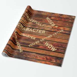 Personalised Rustic Wrapping Paper with Age Quotes