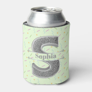 Personalised S Initial Silver Monogram Your Name Can Cooler