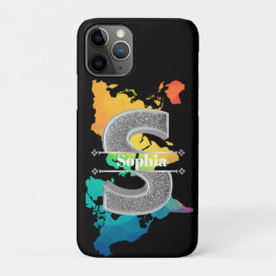 Personalised S Initial Silver Monogram Your Name Case-Mate iPhone Case