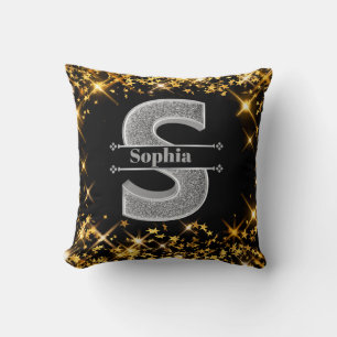 Personalised S Initial Silver Monogram Your Name Cushion