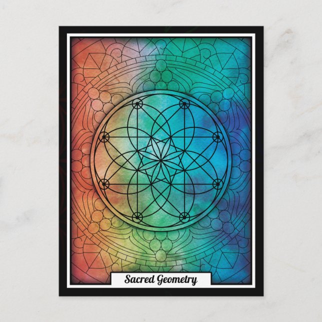 Personalised Sacred Geometry Colourful Mandala Postcard (Front)