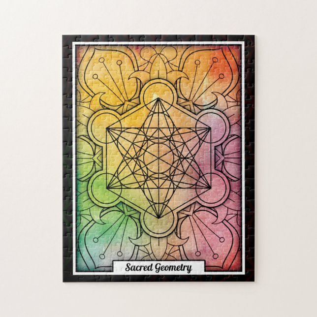 Personalised Sacred Geometry Metatron's Cube Jigsaw Puzzle (Vertical)