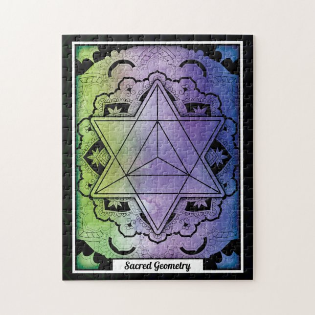 Personalised Sacred Geometry Tetrahedron Jigsaw Puzzle (Vertical)