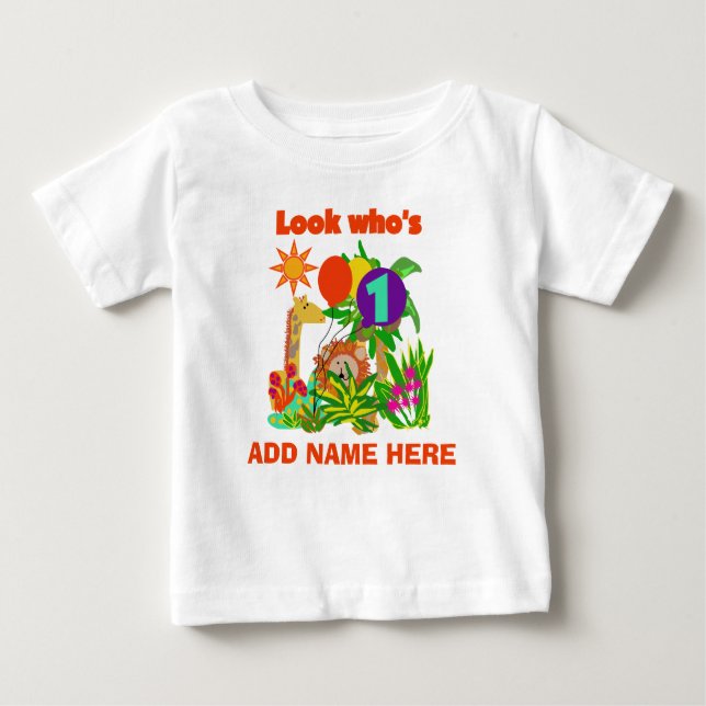 Personalised Safari 1st Birthday Tshirt (Front)