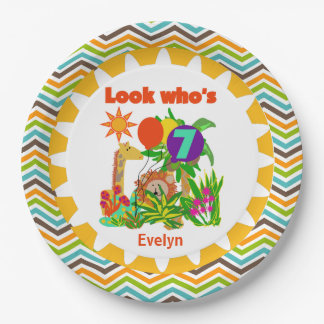 Personalised Safari 7th Birthday Paper Plates