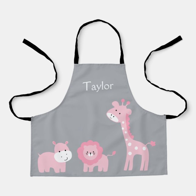 Personalised Safari Animals Kids Apron (Front)