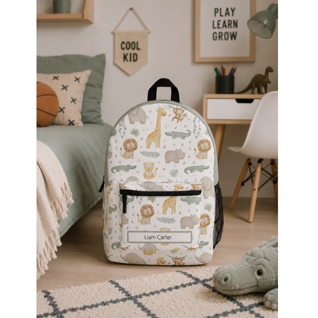 Personalised Safari Animals School Backpack (Creator Uploaded)