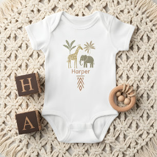 Personalised Safari Baby Bib   Custom Name Bodysuit