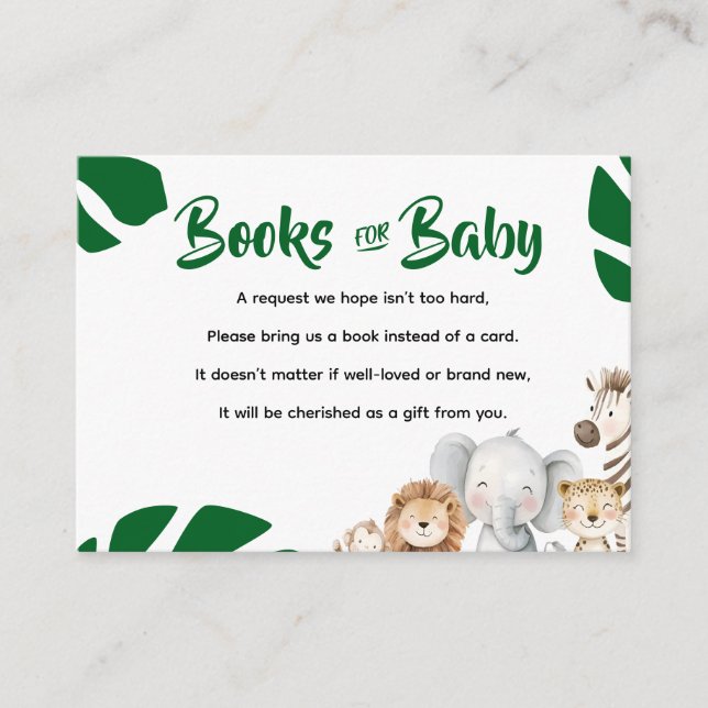 Personalised Safari Books for Baby  Enclosure Card (Front)