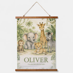 Personalised Safari Nursery Name Note Cards Hanging Tapestry