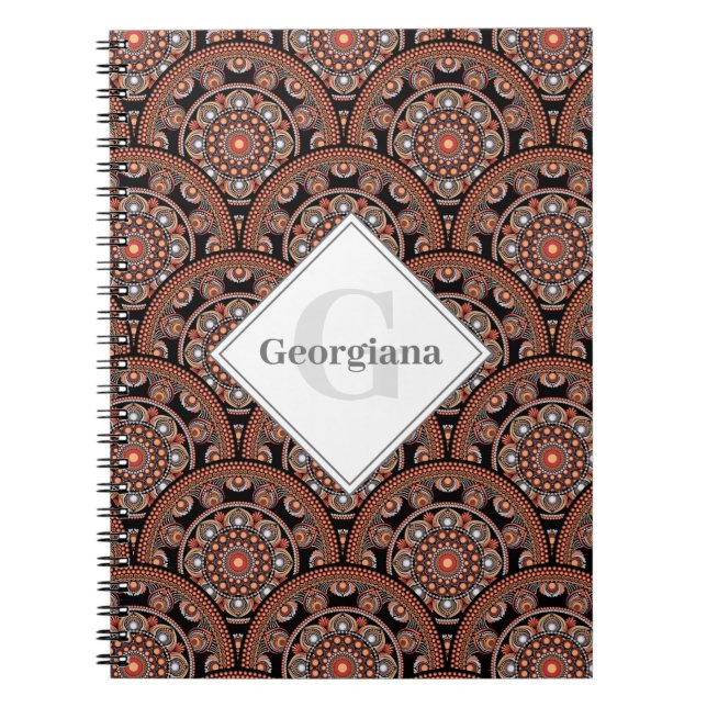 Personalised Safari Sunset Bohemian Mandala Scales Notebook (Front)