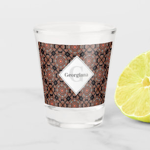 Personalised Safari Sunset Bohemian Mandala Tiles Shot Glass