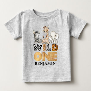 Personalised Safari Wild One First Birthday Baby T T-Shirt