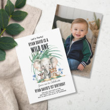 Personalised Safari Wild One Photo Invitation