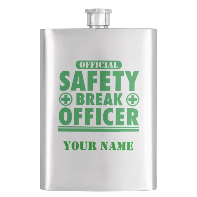 Personalised Safety Break Officer Hip Flask (Front)