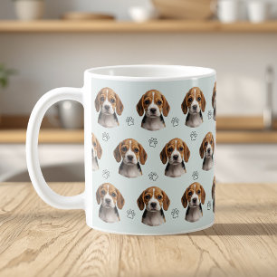 Personalised Sage Dog Photo Paw Pattern Coffee Mug