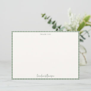 Personalised Sage Gingham Plaid Bridal Shower Thank You Card